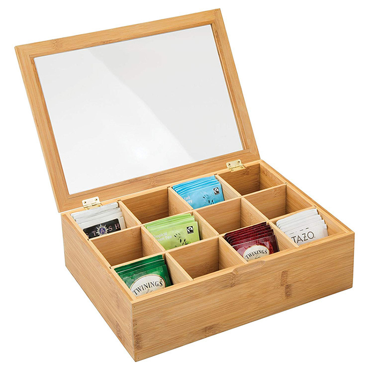 Bamboo Kitchen Tea Bag Storage Box Coffee Storage Holder
