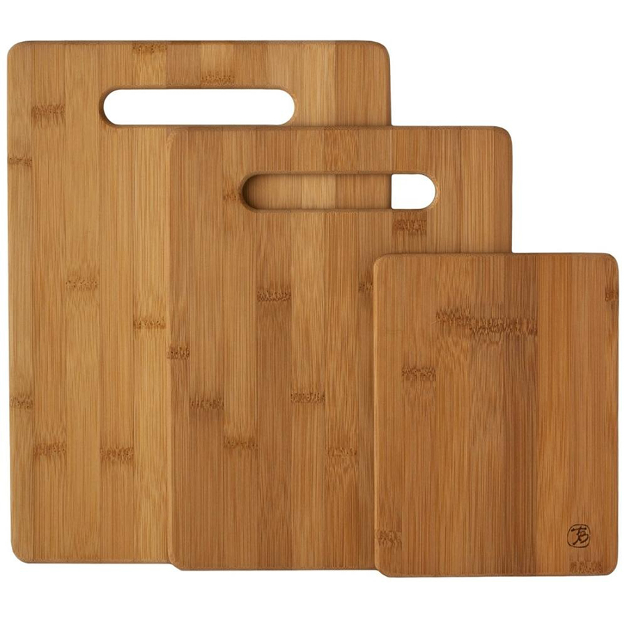 3pcs Bamboo Cutting Board With Juice Tray Groove and handle sets