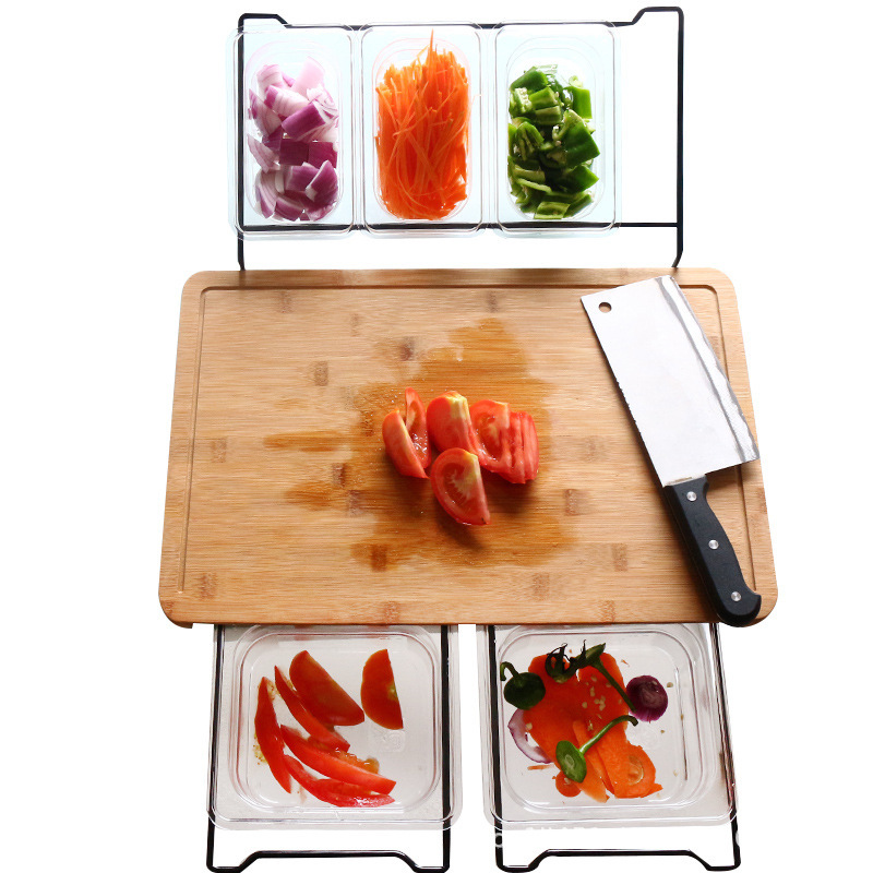 Multifunctional bamboo cutting board chopping board with 5 stray - Click Image to Close