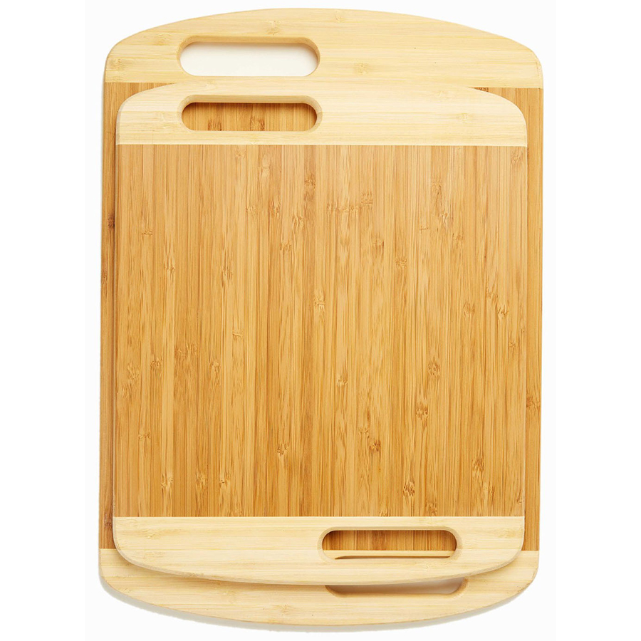 Large laser engraved bamboo cutting board with juice groove
