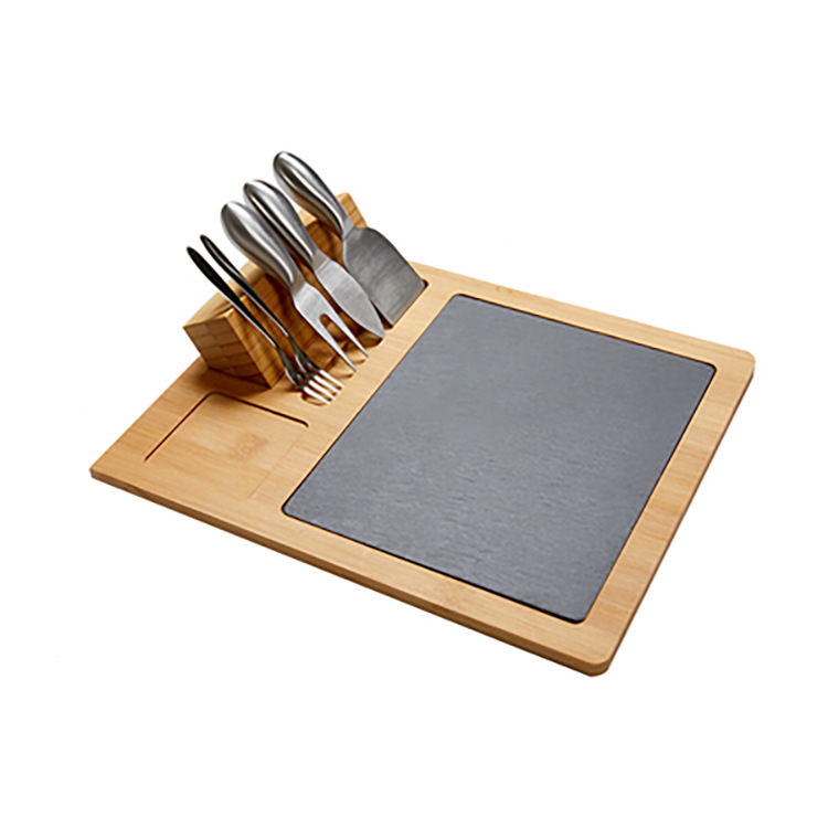 Bamboo charcuterie board with knife sets bamboo cheese board - Click Image to Close