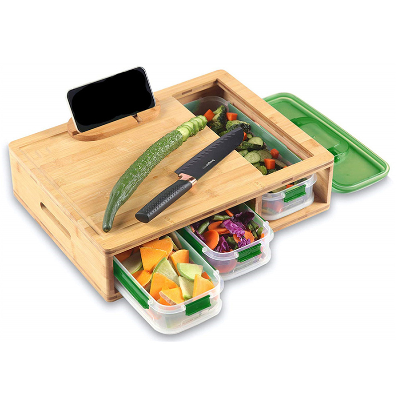 Premium bamboo chopping board with tray custom LOGO manufacturer