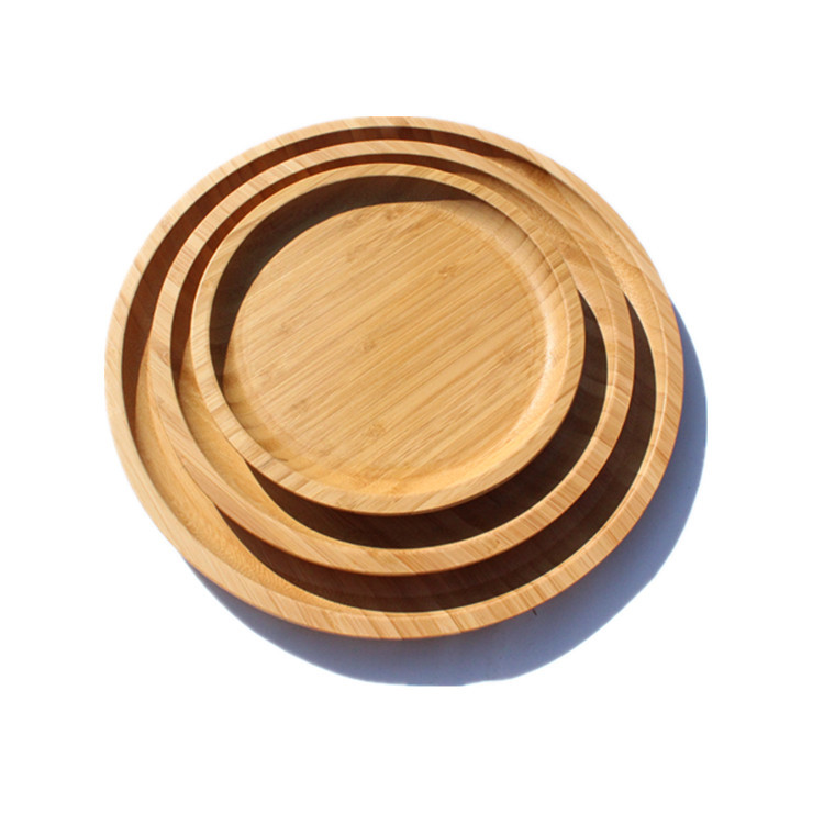 Round Natural Bamboo Serving Tray For Food Woden trays and plate - Click Image to Close