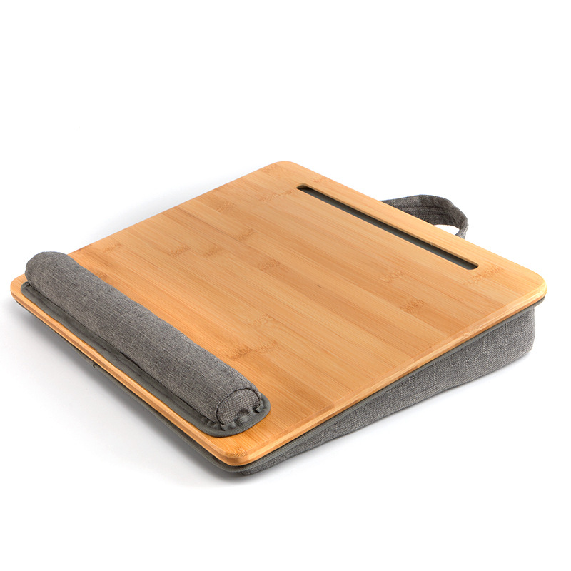 Custom bamboo portable lap desk laptop table with cushion pillow - Click Image to Close