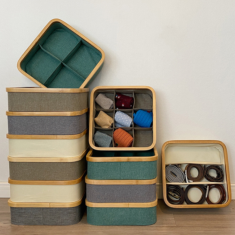 Bamboo oxford cloth organizer socks underwear storage boxes - Click Image to Close